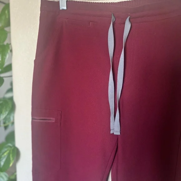 Figs Women’s Burgundy High Waisted Scrub Pants - Picture 2 of 11